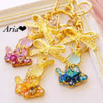 SALE うさぎ＆ビジューのレジンキーホルダー・キーチェーン♡