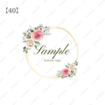 【ショップロゴ】［40］ピンクの薔薇のゴールドフレームロゴ
