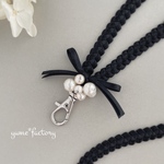 大人気⭐︎再販 パールを集めたネックストラップ ブラック×ブラック