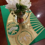 豪華刺繍　正絹テーブルランナー　帯リメイク　お正月クリスマス1885