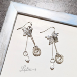 シルバーベース スワロフスキー クリアダイヤカット そろばん  キレイめ ピアス