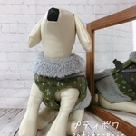 冬用  犬猫ハーネス　あったかモコモコ襟・裾付き　フリース　カーキ　2点止め