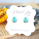 No.49580 ゴールド ラメ ミントグリーン 緑 シンプル 樹脂ピアス アレルギー対応 made by PISTOL LILY