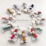 【全12色】お花いっぱいベビー&キッズヘアクリップ　手編み　刺繍糸