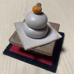 陶器 ハンドメイド 鏡餅の置物 