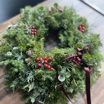 🈹 早割🎄【早割特別価格】 35cm　モミの木ベリー  レッドベリー　フレッシュクリスマスリース