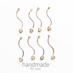 スティックチャーム ウェーブ ジルコニア付き 1カン付き ゴールド（8ヶ）