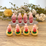 【完成品】ミニチュアいちごうさぎカップケーキとドリンクセット♪［ピアス、イヤリング、チャーム加工可能］