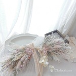【花言葉 様専用ページ】チュールとシャビーカラーの横型スワッグ【white×pink】