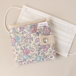ラミネート　携帯用ボックスティッシュケース(マスクポケット付き)【Felicite フェリシテ(ペールブルー＆パープル)】(リバティ生地使用)