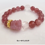 🆕塩源瑪瑙の呑金獣＆回紋珠入り♡ピンクエピドートブレスレット☆*:.｡. 