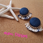 再販！デニムくるみボタンピアス