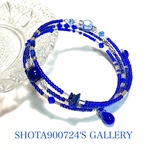 💙［再販］湘南海岸からの贈り物🎁　幸福を呼び寄せるラピスラズリ　💙３連　ワイヤー　ブレスレッド　スワロフスキー　天然石　　#ラピスラズリ　4Aカイヤナイト に変更可能 #minne_new