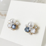 ブルー スワロフスキー  ビジュー ピアス イヤリング ［ お呼ばれ パール キラキラ ］