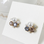 ［NEW］ ラベンダー × ピンク スワロフスキー  ビジュー ピアス イヤリング ［ お呼ばれ パール キラキラ プリンセス ］