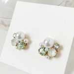 グリーン スワロフスキー  ビジュー ピアス イヤリング ［ お呼ばれ パール キラキラ ］