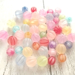 ビーズ 50個(2ｻｲｽﾞ) かぼちゃ 蛍光  10mm 8mm ミックス アクリル