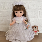 【送料無料】メルちゃんソランちゃんレミンちゃんベール👰‍♀️とブーケとウェディングドレスのセット
