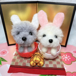 ⭐︎紅白　トイプードル　うさぎバージョン　お正月　羊毛フェルト⭐︎