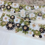 【50cm】【45mm幅】【ブラック】インド刺繍リボン　和風　和柄　金糸　フラワー　花柄 手芸　ハンドメイド　アクセサリーパーツ DIY R008-6