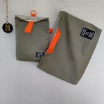 ライトオリーブ×蛍光オレンジ　レッスンバッグ　上履き入れ