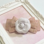 Summer tweed ribbon with Camellia☆Hair accsessories☆Pink