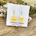 【完成品】まんまるぴよちゃんパインジャムトーストとドリンクセット♪［ピアス、イヤリング、チャーム加工可能］