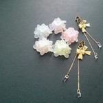 アジサイの雨音｡｡｡♪手まり咲きピアス/樹脂カン付きピアス/ノンホールピアス