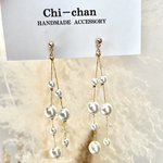 ♢パールロングドロップピアス♢