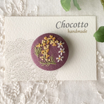 刺繍ブローチ　ローズピンク小花