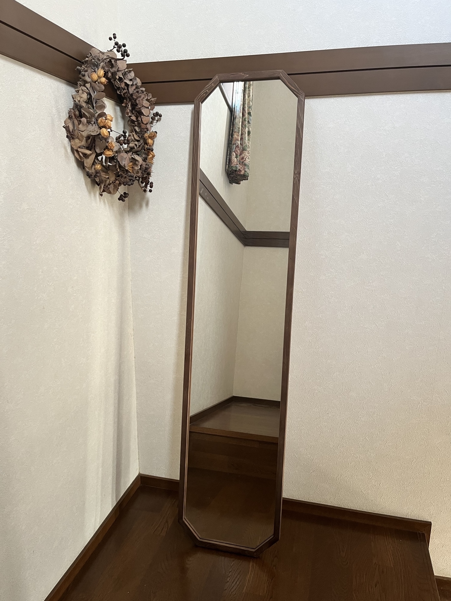 日本製】全身鏡 八角縦長ミラー アンティーク調ミラー - snaturalwood