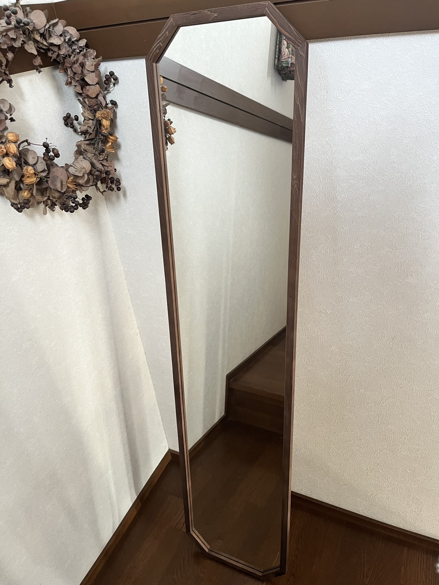 日本製】全身鏡 八角縦長ミラー アンティーク調ミラー - snaturalwood