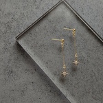 送料無料/ 八芒星 × シンプルチェーン / アレルギー対応 ピアス サージカルステンレス イヤリング