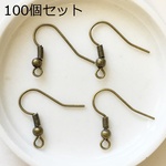100個まとめ売り・フックタイプピアスベース・アンティークブロンズ・揺れるピアスづくりに！ハンドメイド材料・パーツ・土台 ／型番92