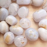 8~15mm 12個 ブルーレースアゲート ビーズ 穴有 空色縞瑪瑙 さざれ石 天然石 転石 原石 パワーストーン ナゲット メノウ