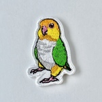 シロハラインコ　刺繍ワッペン(アイロン接着)