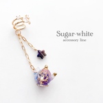 🫖Tea time 〜指先お茶会 ear cuff 《 星空 》✵ ミルキーな星空ティーポットの イヤカフ    【 片耳用 ・右耳のみ 】 パープル