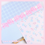 【Bunny & Ribbon -blue-】デザインペーパー