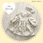 半袖変更可♡ ＊ふんわりワンピース＊　lace flower × フリル襟 70〜110cm