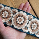 50㎝カット済み【インド刺繍リボン】シルク　刺繍リボン   【ブルーカナール】