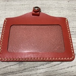 本革名札・IDケース　レッド（ストラップ無し）（ハンドメイド）