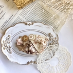 インド刺繍リボンヘアクリップ♡brown×white