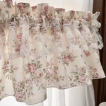 淡いベージュ バラ柄 華やぐ カフェカーテン カーテン