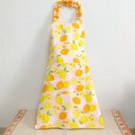 フレッシュレモン（ピンク）子供用エプロン　90～160cm【首回り・腰回りの紐選択可】