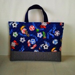 hk81さまオーダー専用　キルティングの入学バッグ４点セット〈サッカーボールとシューズ〉ネイビー・みずいろ