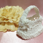 ミニチュアレース編みのカゴバッグ 2.White