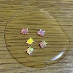 封入用 メンダコ5個setレッド緑斑 ハイオパカット ハイブリッドオパールのカット品