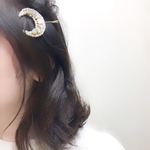 【再販】うたかたのマリーの月の髪飾り(ヘアピン) ［三日月・ビジュー・ピン留め］