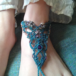 N様専用barefoot anklet / bluegreen × amethyst