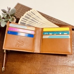 二つ折り財布(キャメル)　お札入れ　牛革　本革